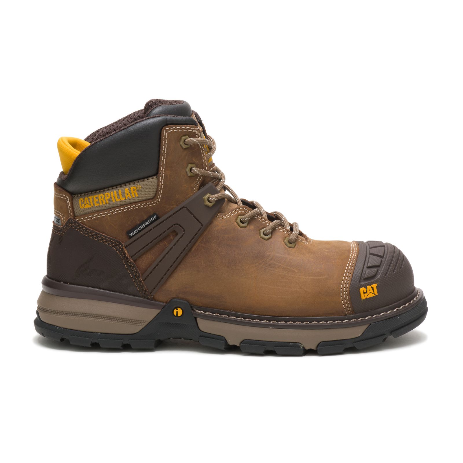 Caterpillar Men's Excavator Superlite Waterproof Nano Toe Work Boots Brown/Black CAT-73681